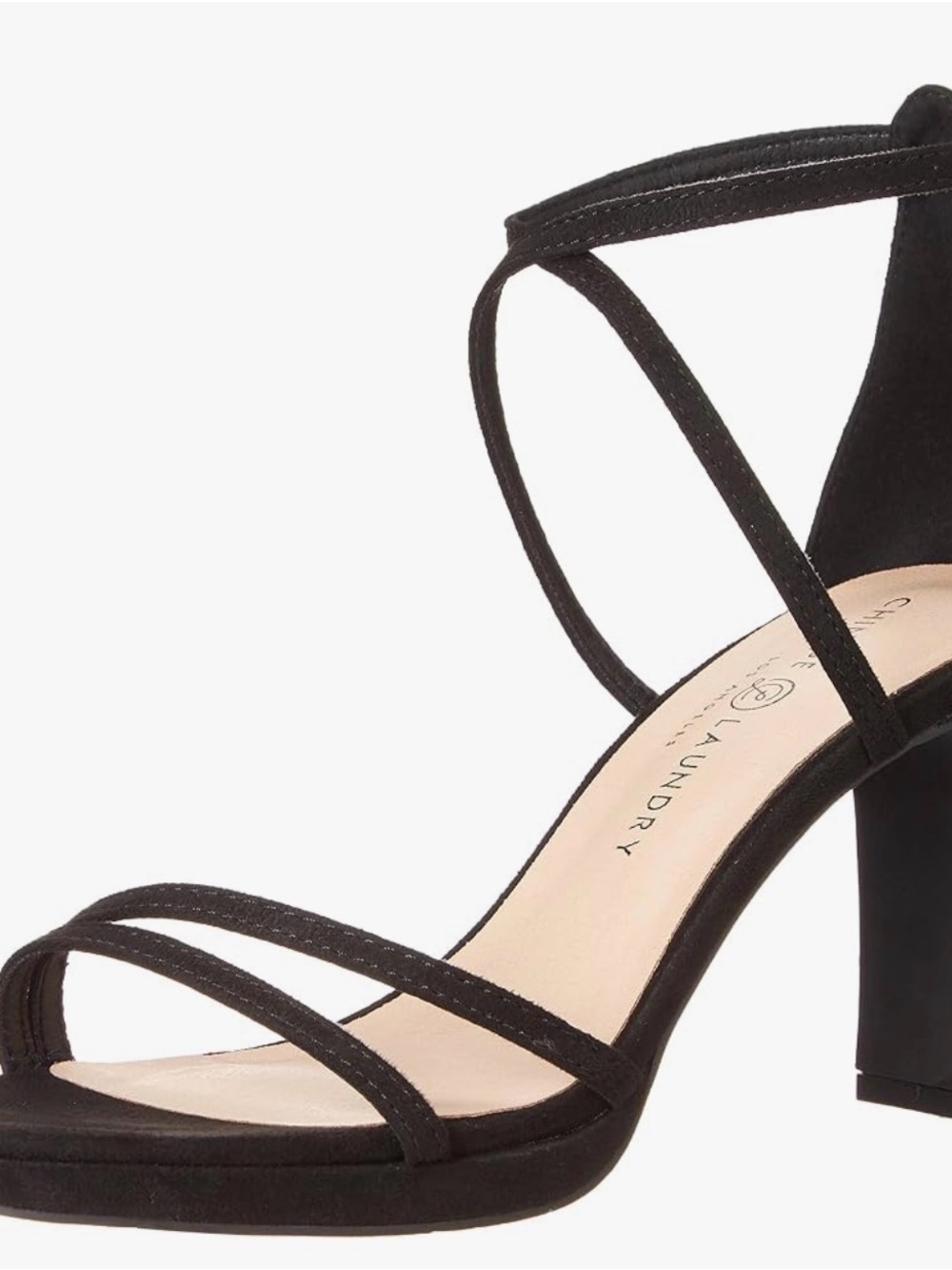 Chinese Laundry Black Strappy Mid Block Heel Sandals